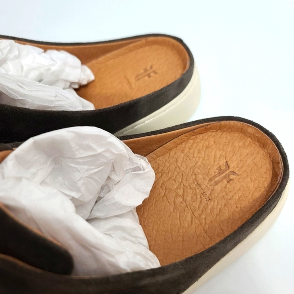 FRYE Lena Zip Up Mules Slip-On Sneakers in Grigio Gray Suede Color - Picture 7 of 10